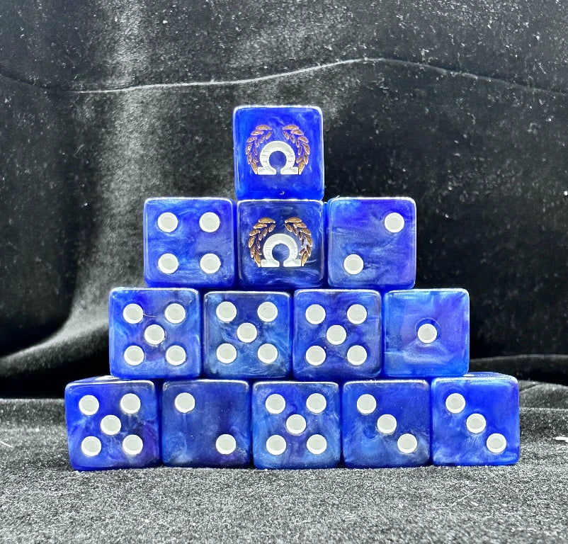 Resin D6 Dice – Ultramarines Themed – 16mm Warhammer 40K Ultramarines blue acrylic D6 dice with white pips