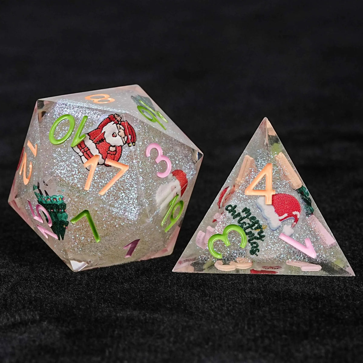 Resin DND Dice Set – Christmas Special - 7 Piece White Resin Dice Set - Collectible and adventurous