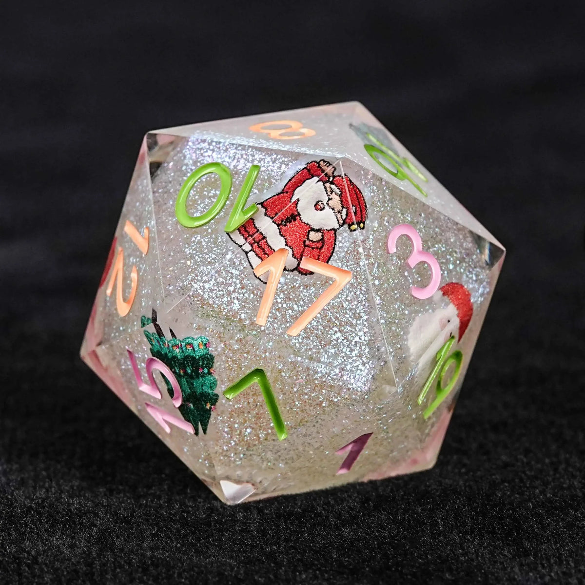 Resin DND Dice Set – Christmas Special - 7 Piece White Resin Dice Set - Collectible and adventurous