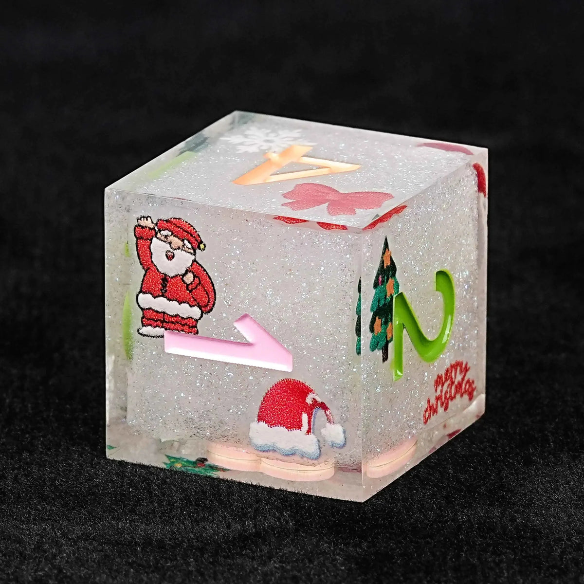 Resin DND Dice Set – Christmas Special - 7 Piece White Resin Dice Set - Collectible and adventurous