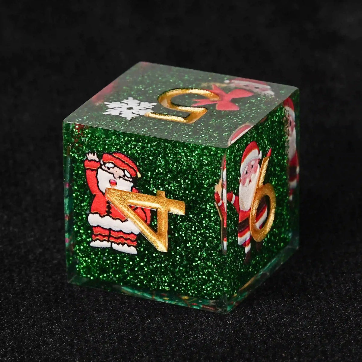 Resin DND Dice Set – Gold Numbers – Christmas Spree: green resin dnd dice set + gold numbers