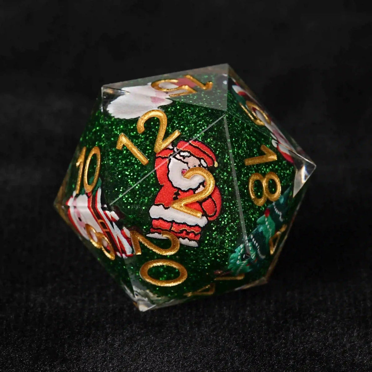 Resin DND Dice Set – Gold Numbers – Christmas Spree: green resin dnd dice set + gold numbers