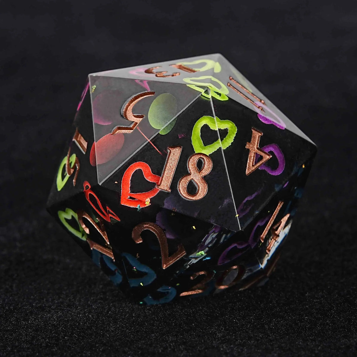 Resin RPG Dice Set – Hand-painted – D&D Valentine's Day Hand - painted Colorful Love Resin Dice Set