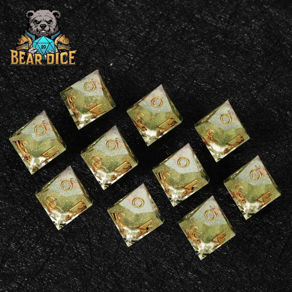 Retriever Glitter Resin D10 Dice