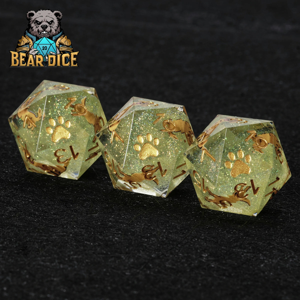 Retriever Glitter Resin D20 Dice
