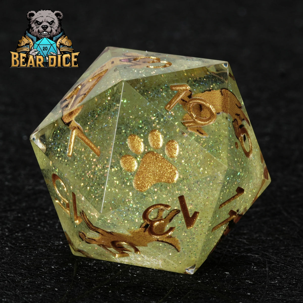Retriever Glitter Resin D20 Dice – alternate product view