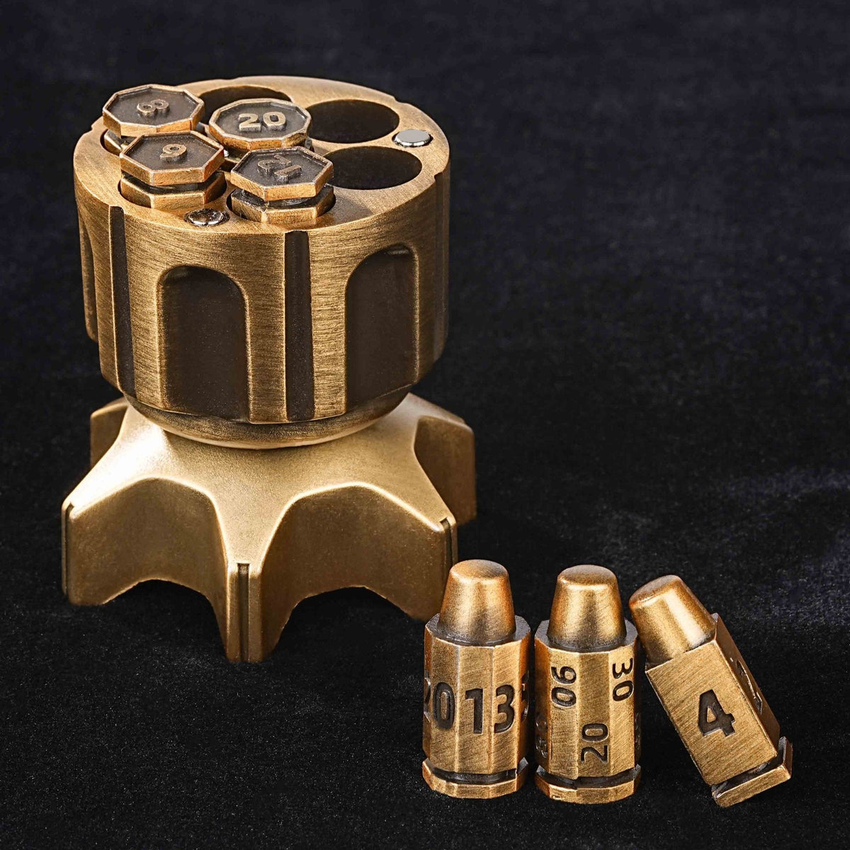 Rocket Launcher Dice Box – Metal – Cool Rocket Launcher Dice Box + Unique Metal Polyhedron DND Bullet Dice Set