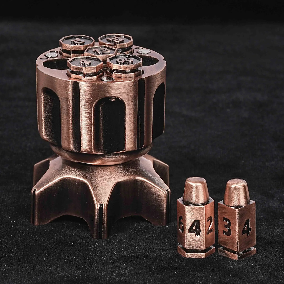 Rocket Launcher Dice Box – Metal – Cool Rocket Launcher Dice Box + Unique Metal Polyhedron DND Bullet Dice Set
