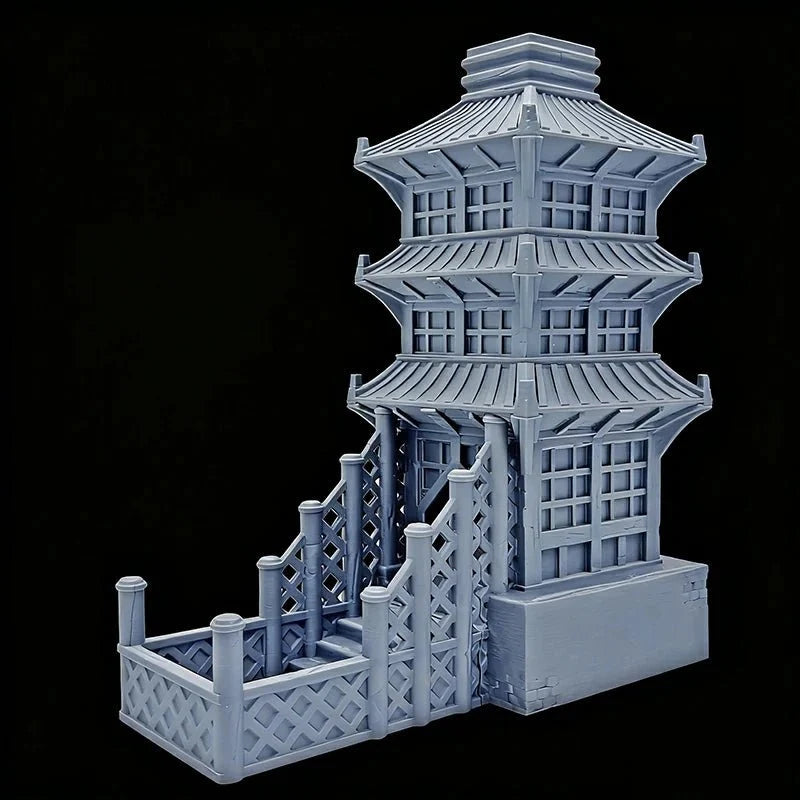 Rolling Beijing Dice Tower – 3D printed Beijing Dice Tower foldable desktop multi - layer tower building model DND dice