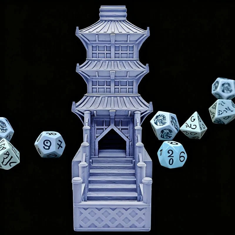 Rolling Beijing Dice Tower – 3D printed Beijing Dice Tower foldable desktop multi - layer tower building model DND dice