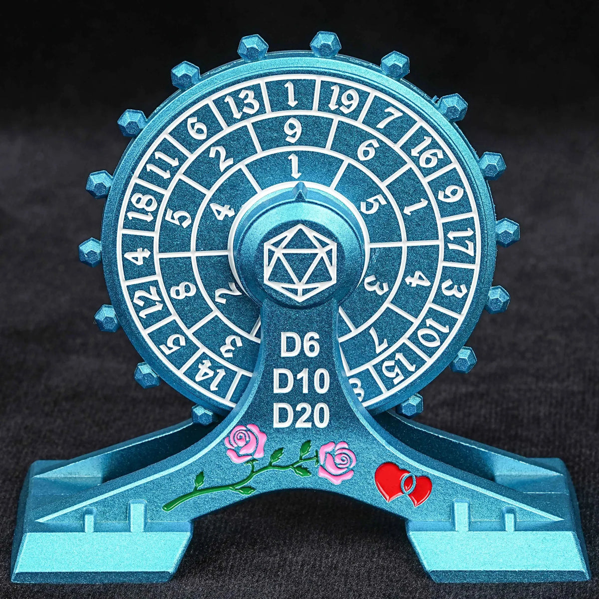 Rose Ferris Metal Spinner Dice Set – Metal DND Dice Spinner: Rose Love Ferris Wheel Spinning Dice