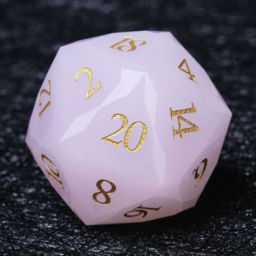 Rose Quartz Gemstone DND Dice Set – alternate product view