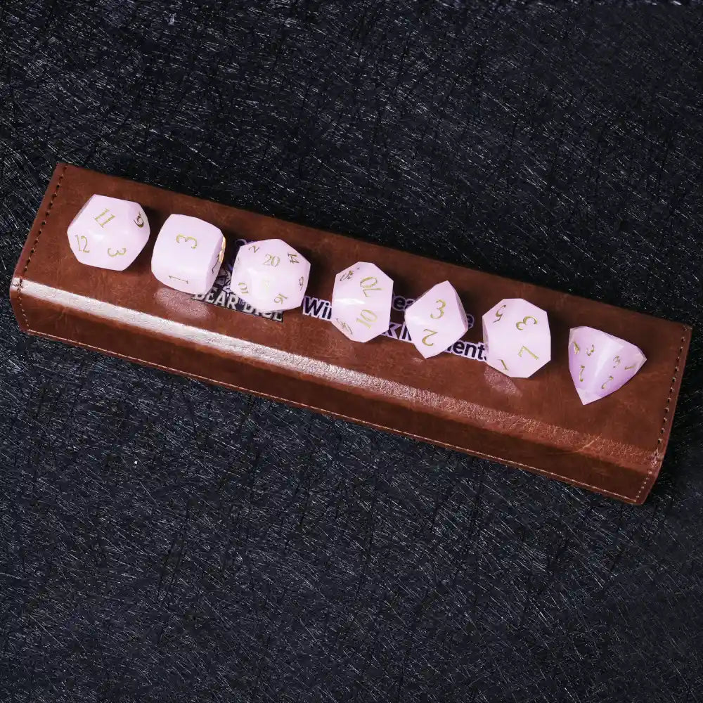 Rose Quartz Gemstone DND Dice Set – alternate product view