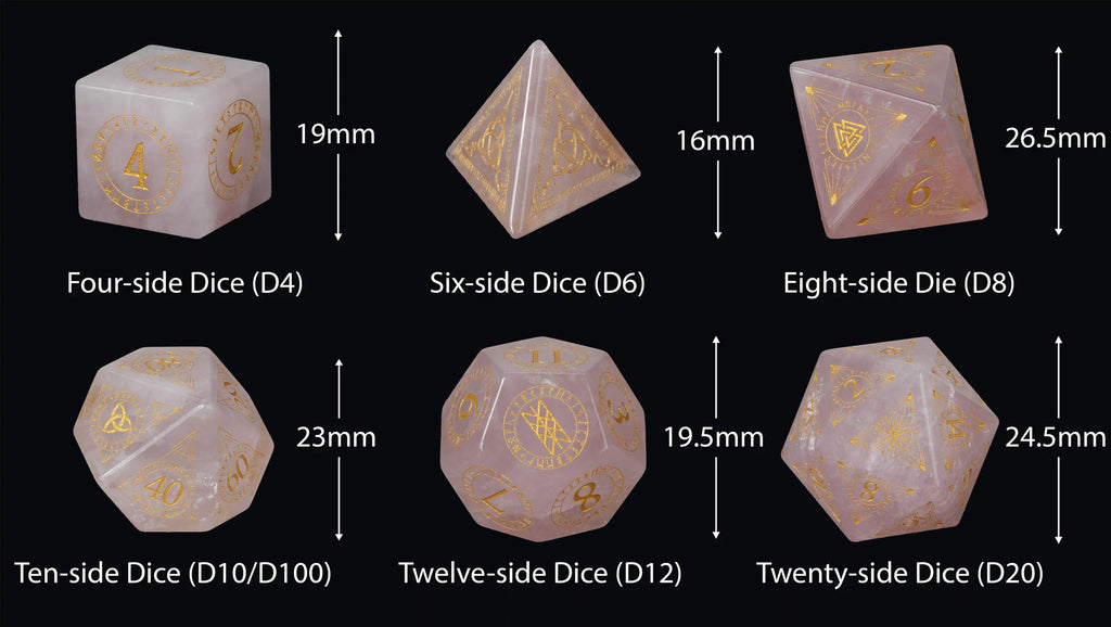 Rose Quartz Natural Stone RPG Dice Set – alternate product view