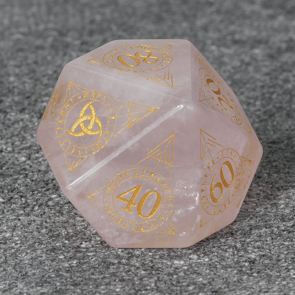 Rose Quartz Natural Stone RPG Dice Set – alternate product view