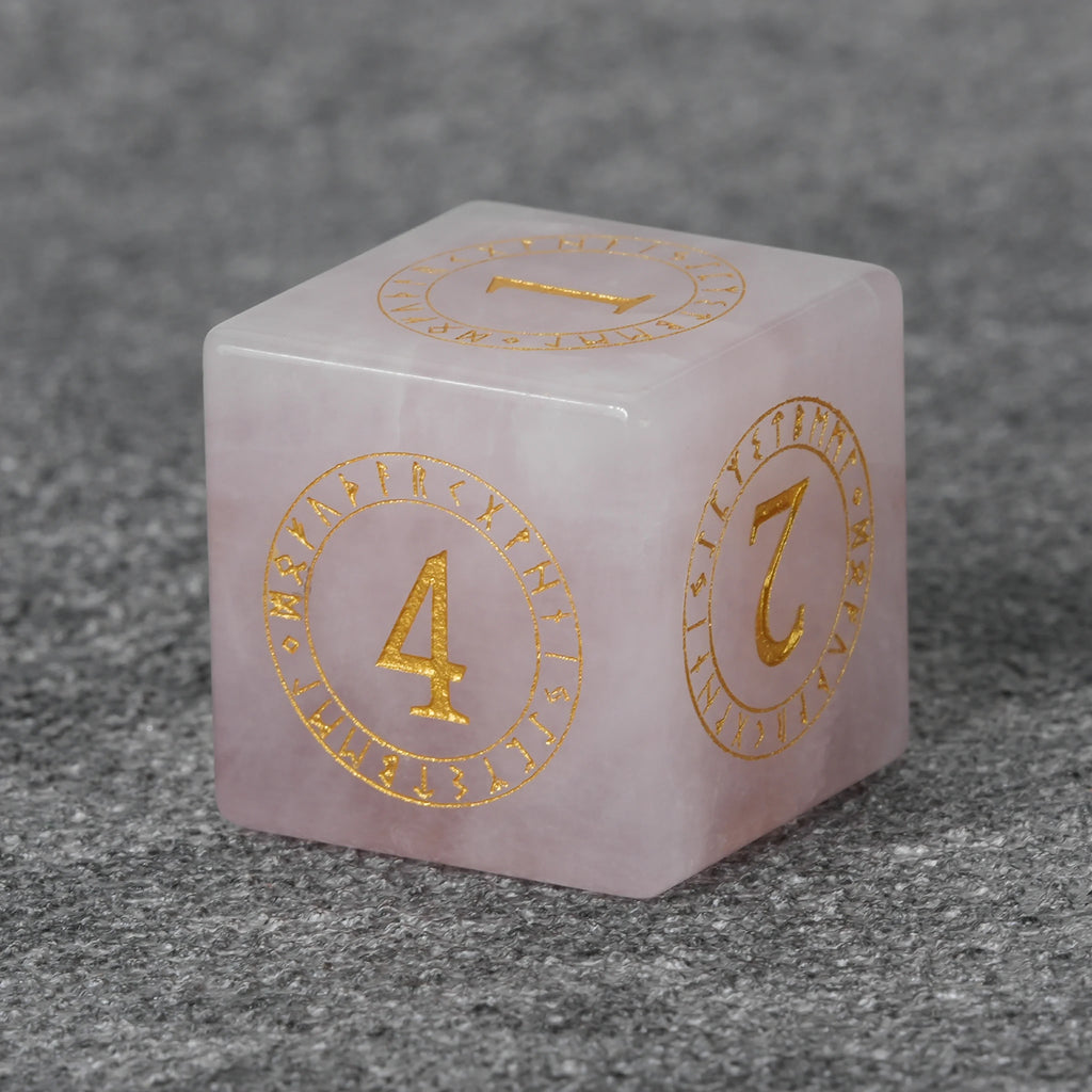 Rose Quartz Natural Stone RPG Dice Set – alternate product view