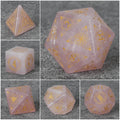 Rose Quartz Natural Stone RPG Dice Set