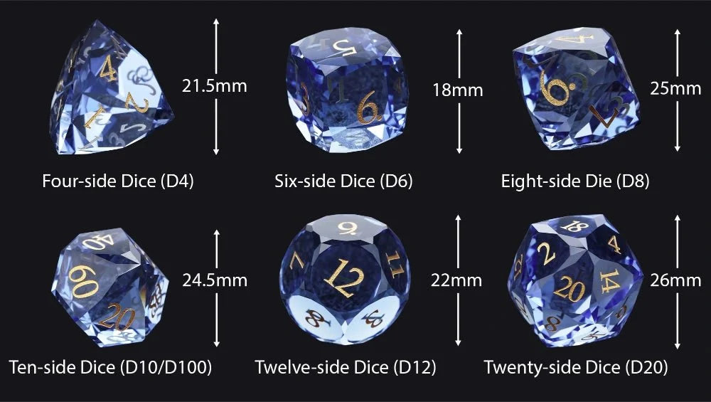 Sapphire Multi Gemstone DND Dice Set – DND Dice - Sapphire Multi - Sided Dice Set