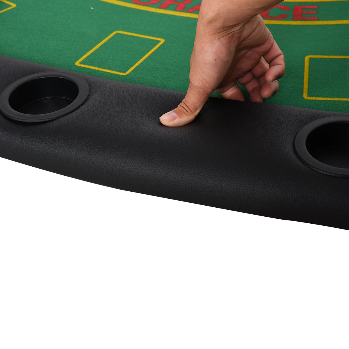 Blackjack Gaming Table – Oval Board – Semi-Oval Green Felt 7-Player Blackjack Table – Green Felt Surface & Chip Tray