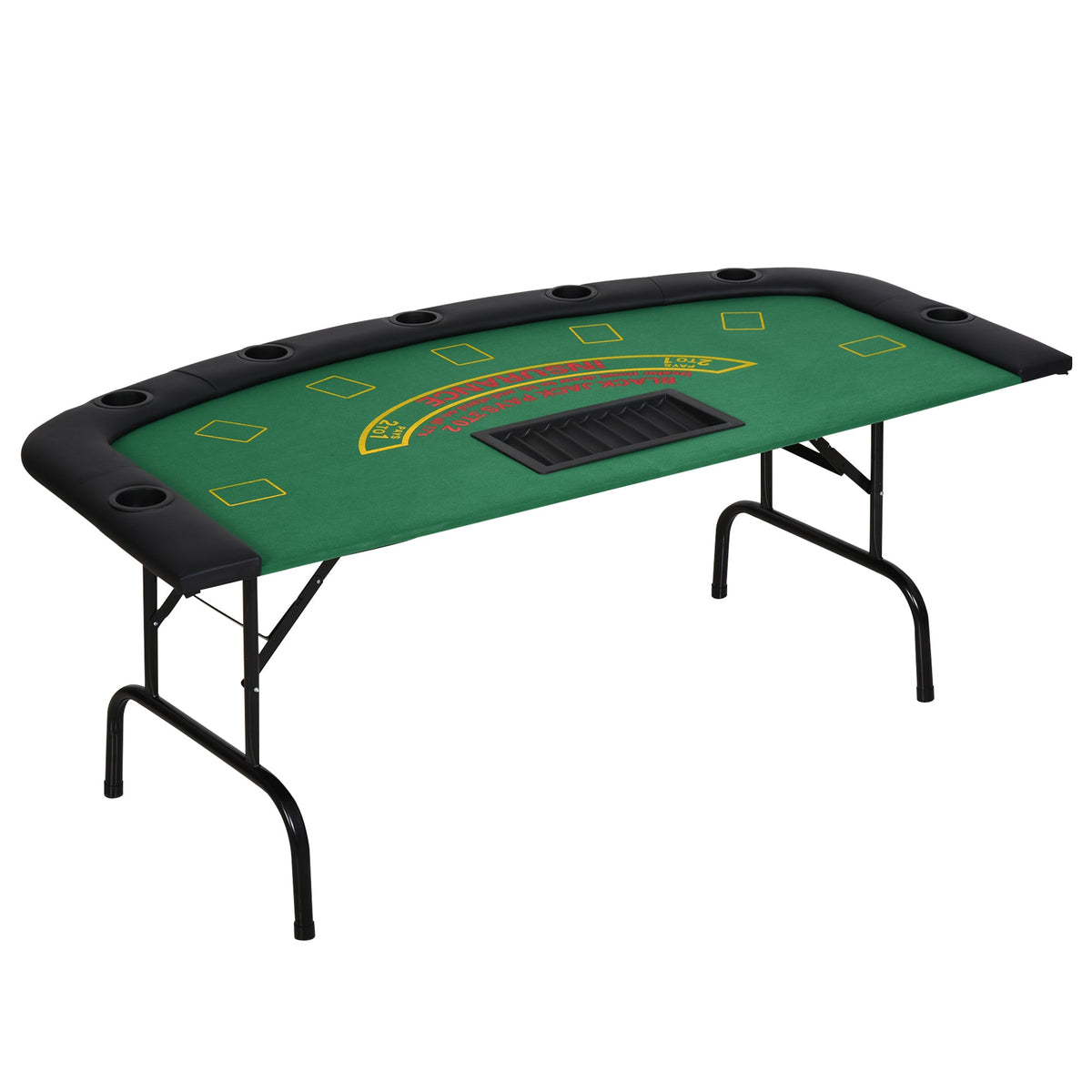 Blackjack Gaming Table – Oval Board – Semi-Oval Green Felt 7-Player Blackjack Table – Folded Portable Storage View