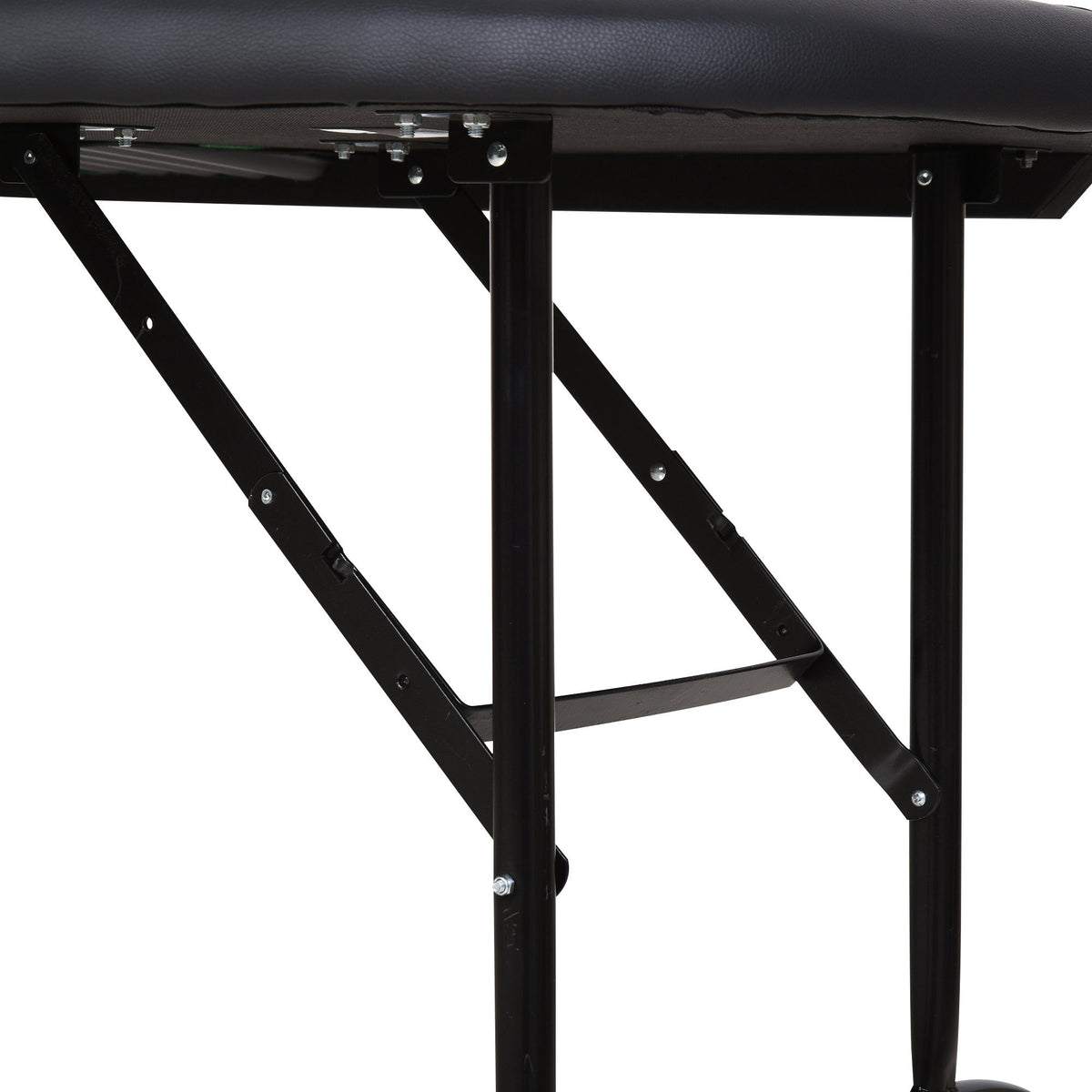 Blackjack Gaming Table – Oval Board – Semi-Oval Green Felt 7-Player Blackjack Table – Folding Leg Structure Detail