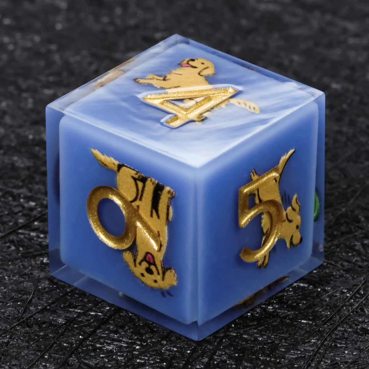 Star Resin RPG Dice Set – Legends Retriever – Kickstarter Dice – Sharp-Edged Blue Resin Golden Retriever DND D6 Dice