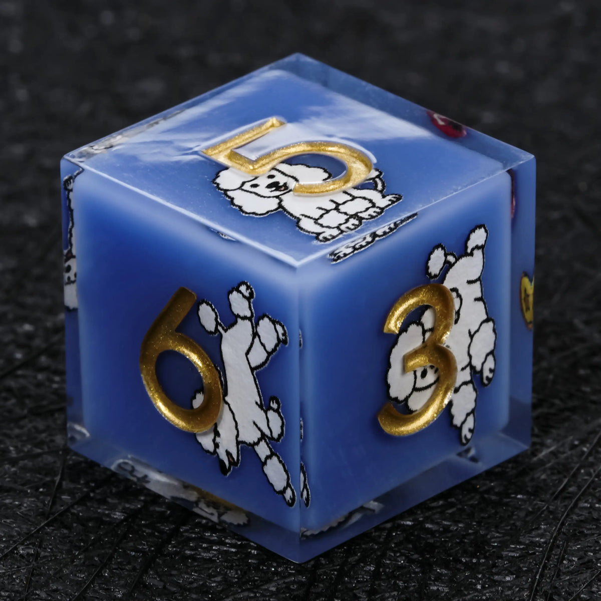 Star Resin DND Dice Set – Legends Poodle – Kickstarter Dice – Sharp-Edged Blue Resin Poodle DND D6 Dice with Gold