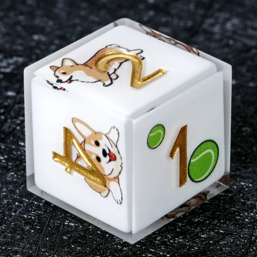 Star Resin Sharp Edge Dice Set – Kickstarter Corgi – Kickstarter Dice – Handcrafted, sharp-edged white resin Corgi DND