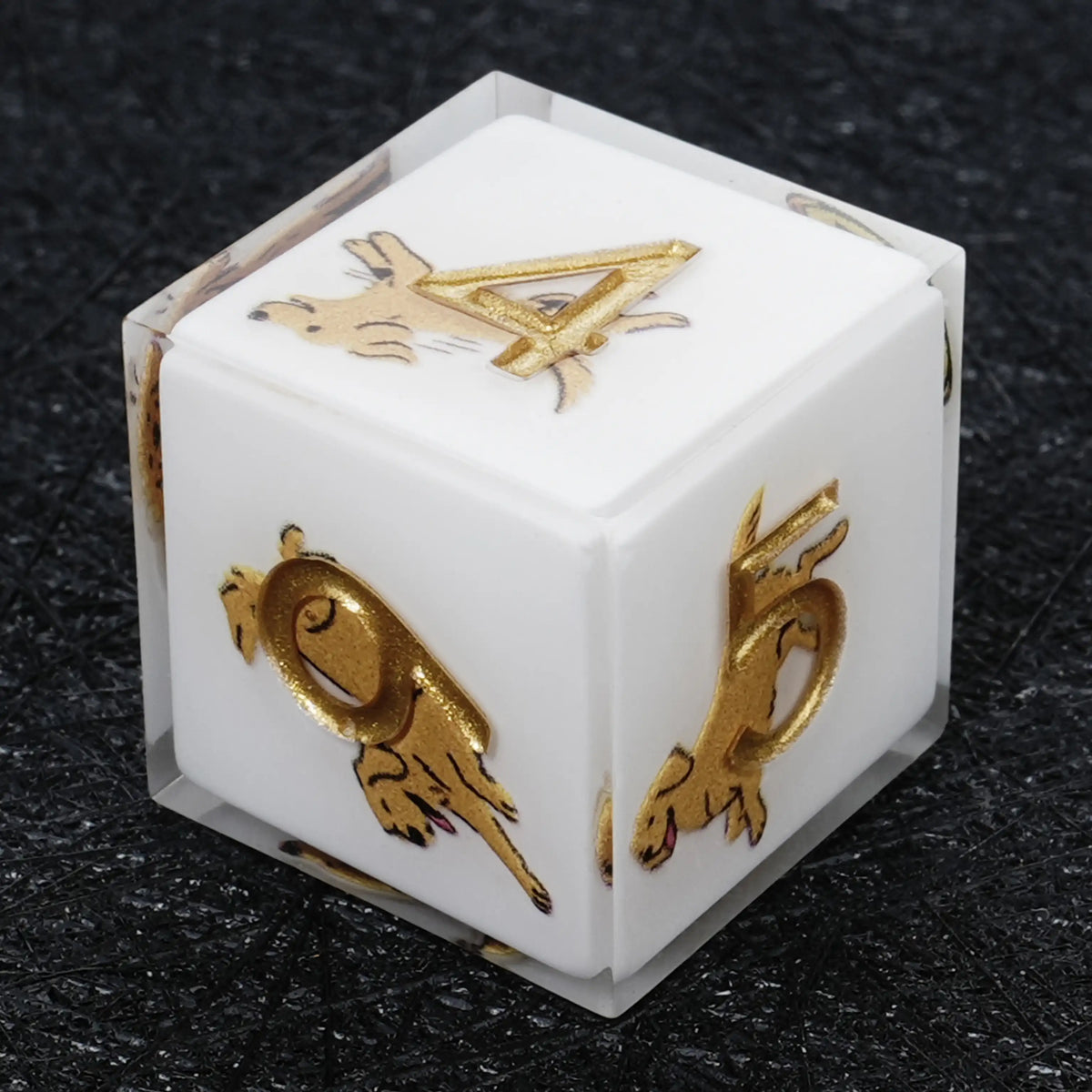 Star Resin RPG Dice Set – Legends Retriever – Kickstarter Dice – Sharp-Edged White Resin Golden Retriever DND D6 Dice