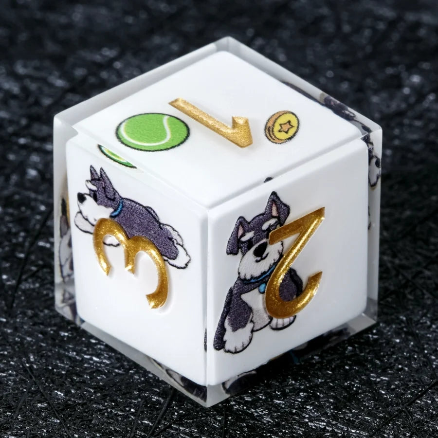 Star Resin DND Dice Set – Legends Schnauzer – Kickstarter Dice – Handcrafted Sharp-Edged White Resin Schnauzer DND D6