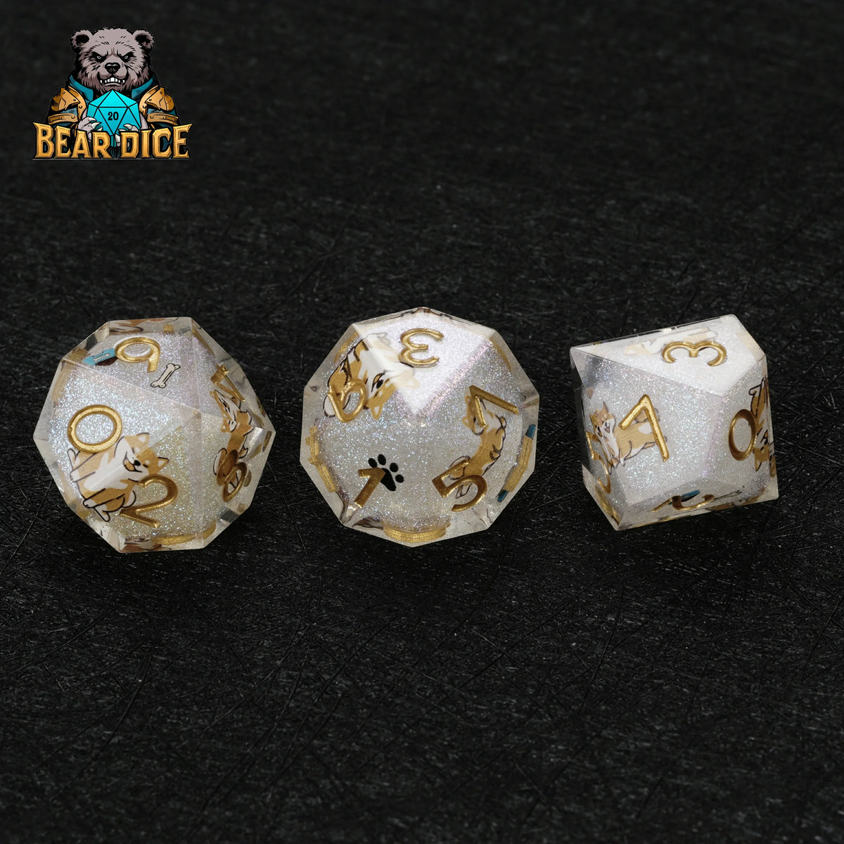 Shiba Inu Resin D10 Dice – Glitter – alternate product view