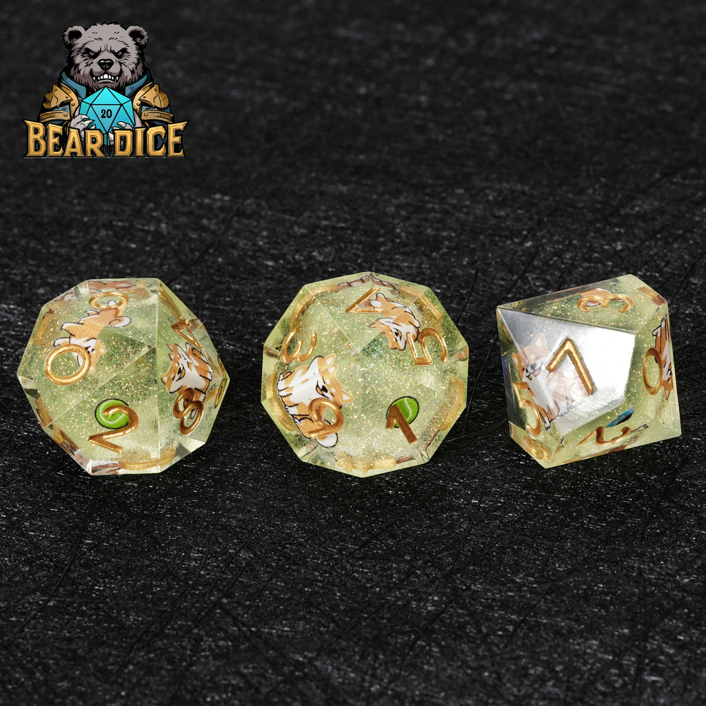 Shiba Inu Resin D10 Dice Set – Glitter
