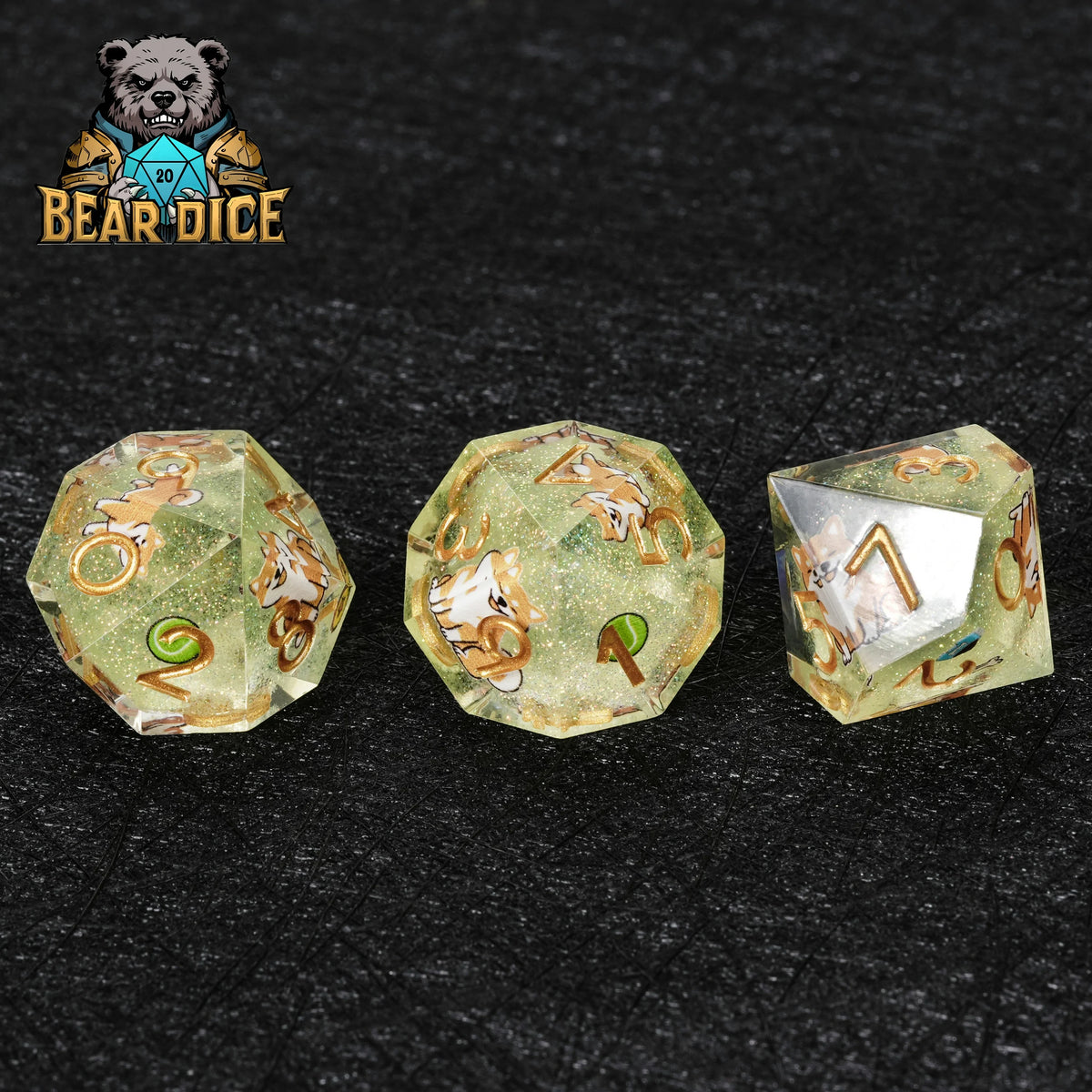 Shiba Inu Resin D10 Dice Set – Glitter