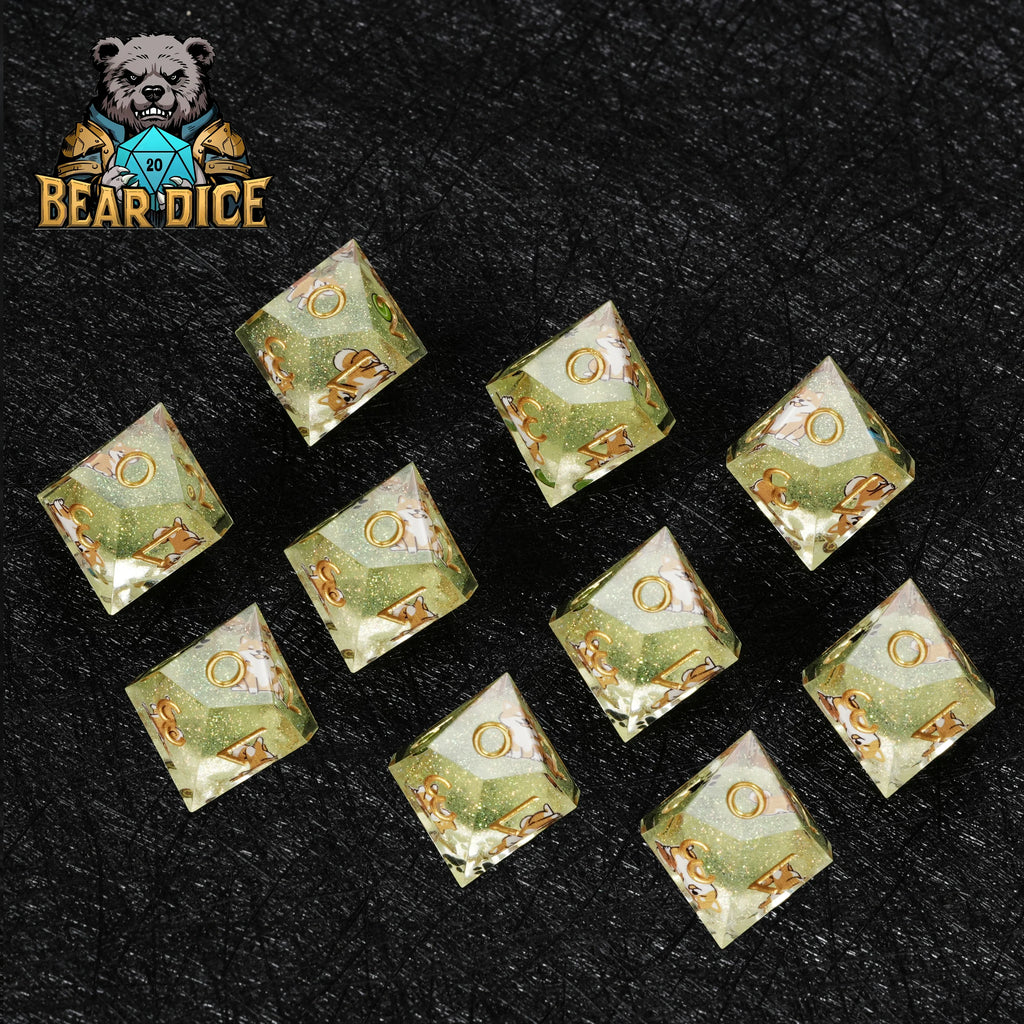 Shiba Inu Resin D10 Dice Set – Glitter – alternate product view