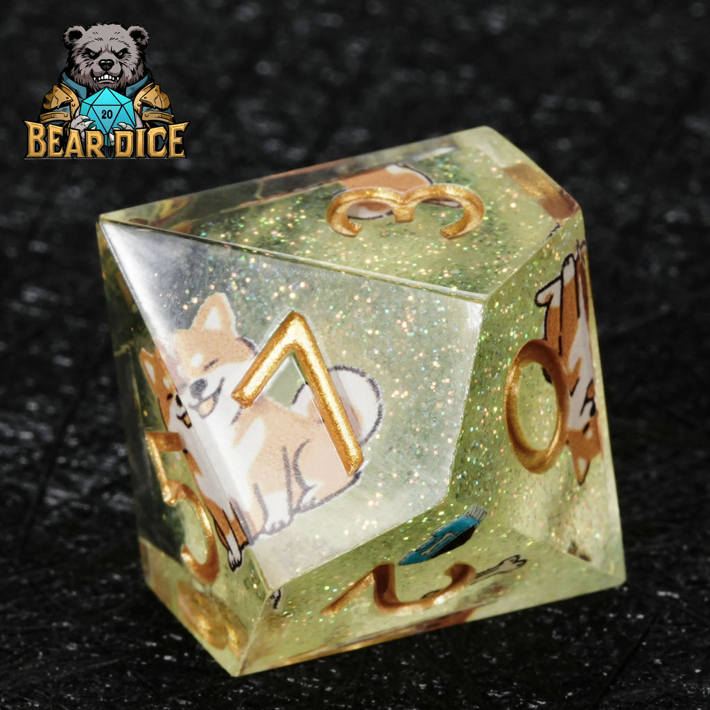 Shiba Inu Resin D10 Dice Set – Glitter – alternate product view