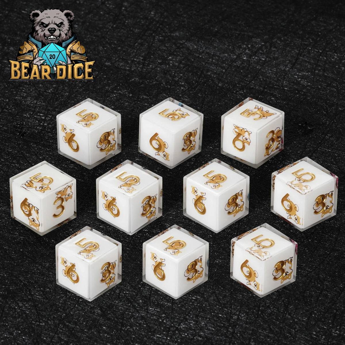 Shiba Inu Resin D6 Dice Set – Cute – alternate product view