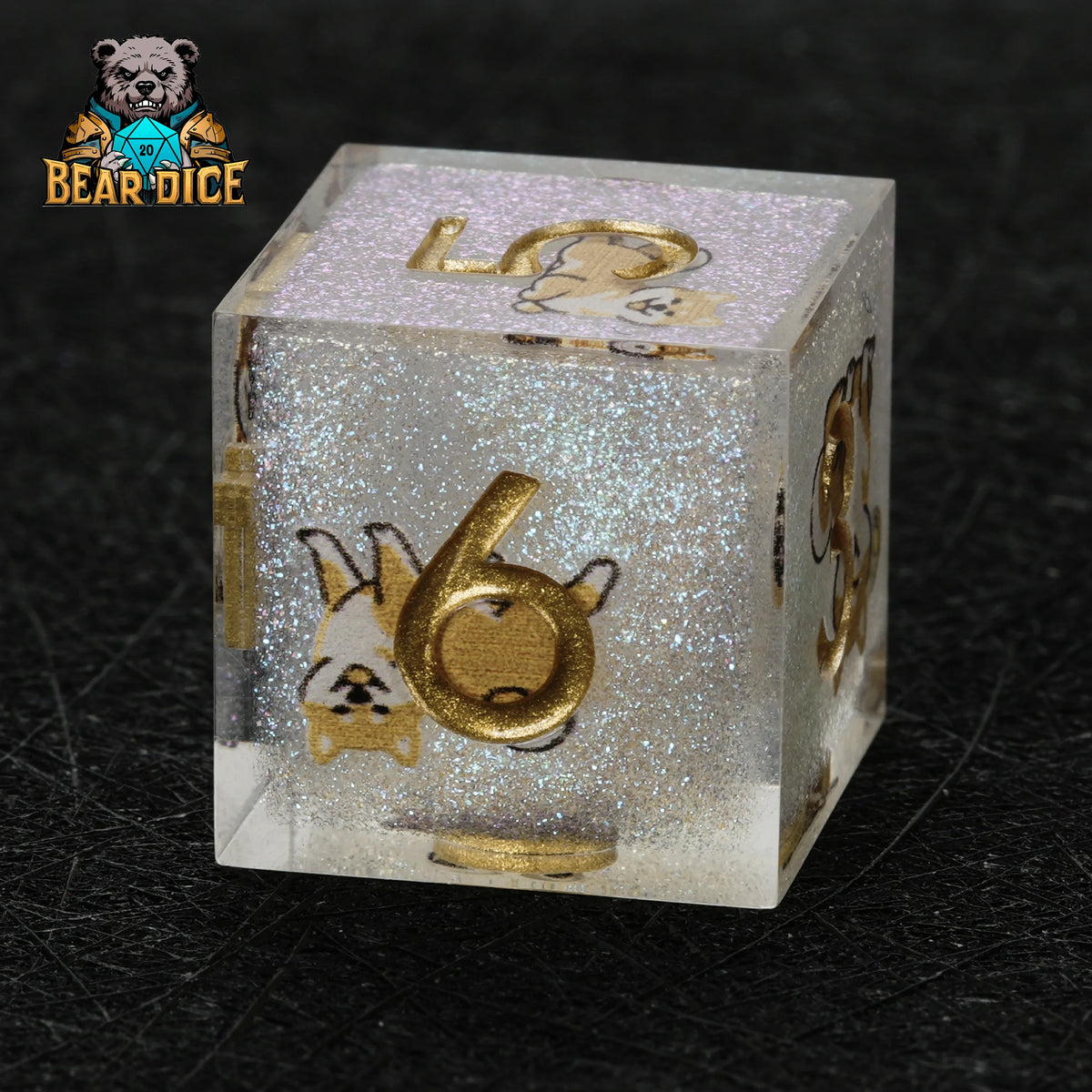 Shiba Inu Resin D6 Dice Set – Glitter – alternate product view