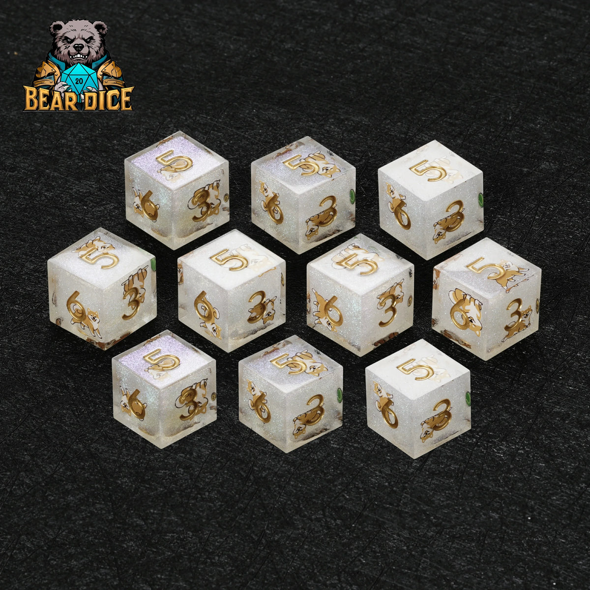 Shiba Inu Resin D6 Dice Set – Glitter – alternate product view