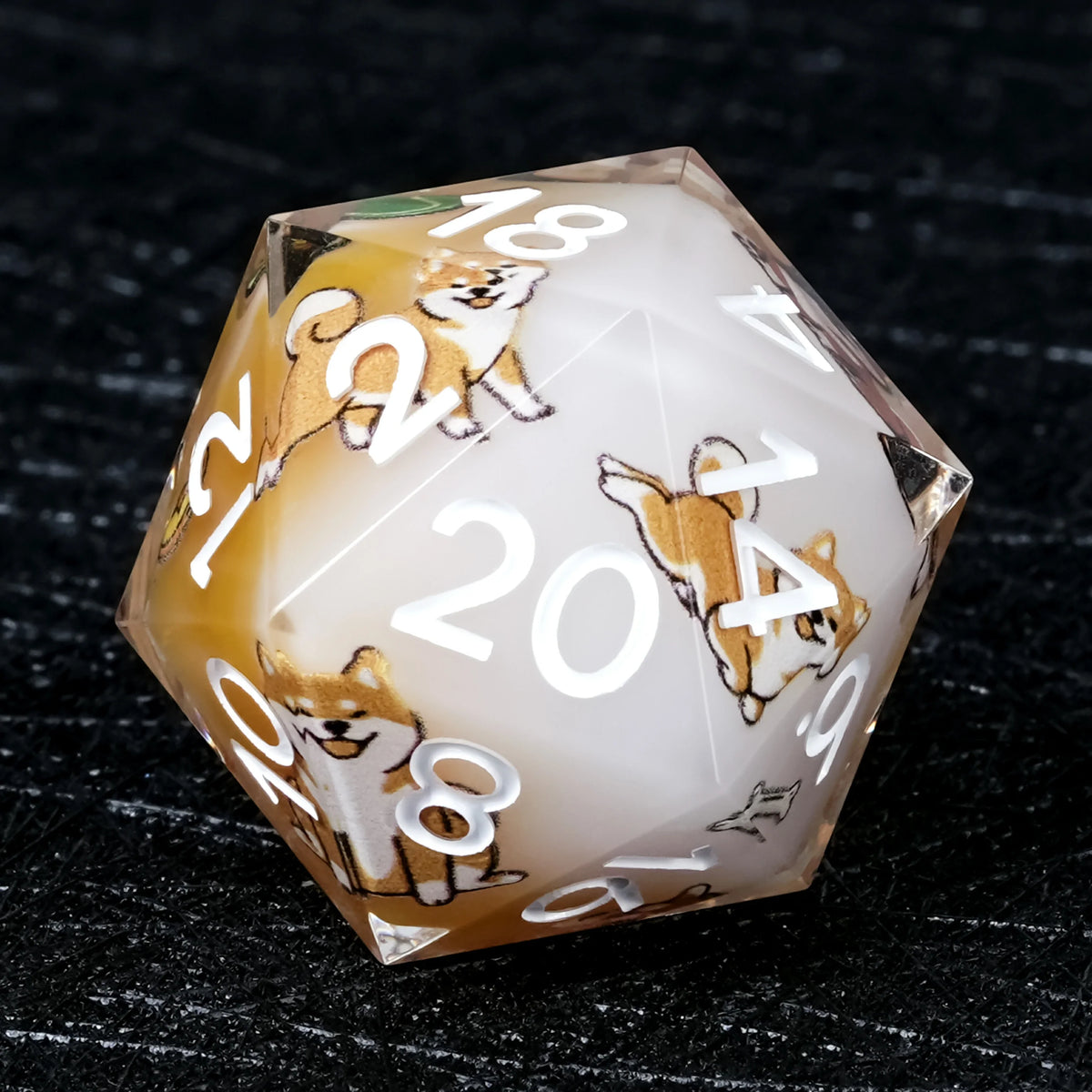 Shiba Inu Resin DND Dice Set – Gold Numbers – alternate product view