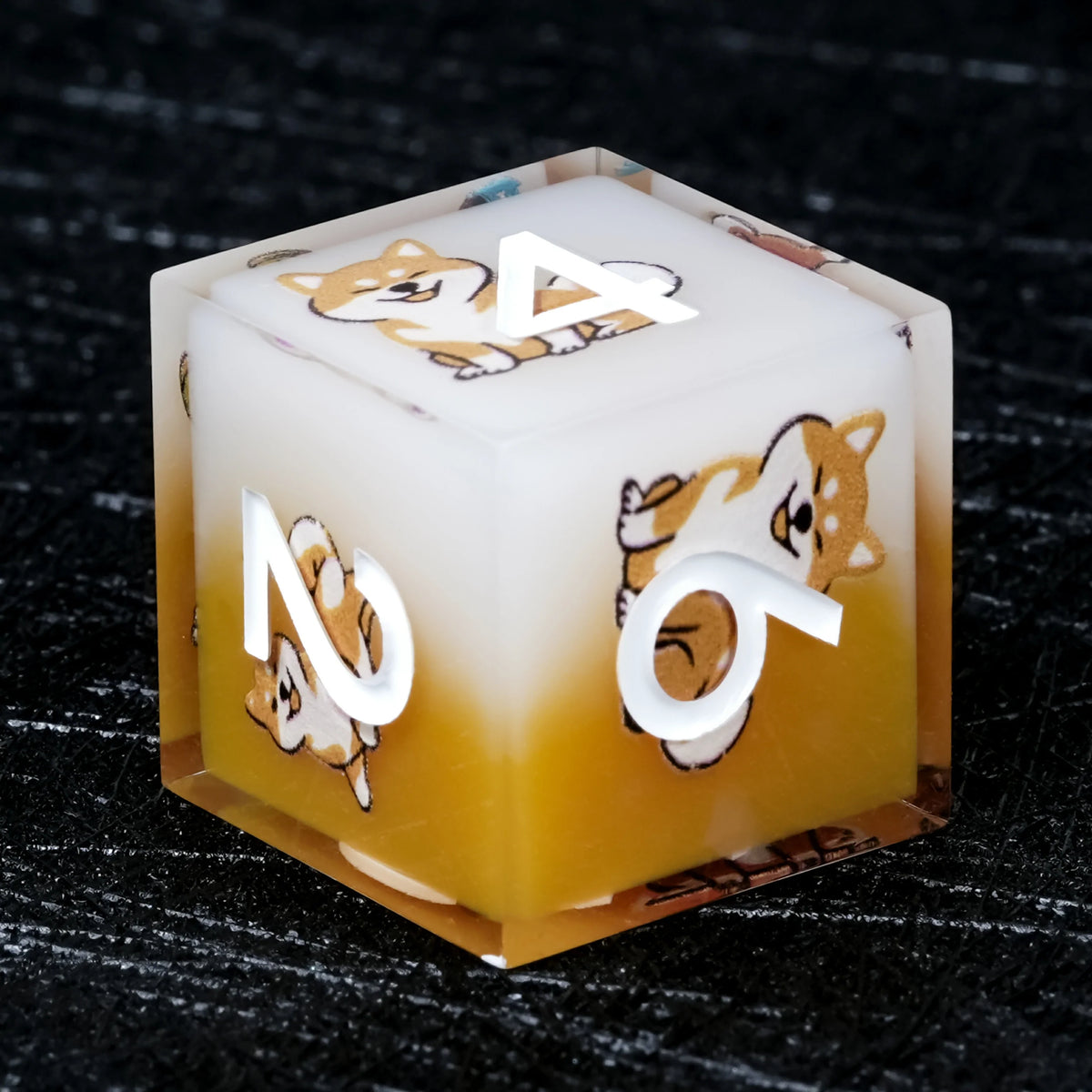Shiba Inu Resin DND Dice Set – Gold Numbers – alternate product view