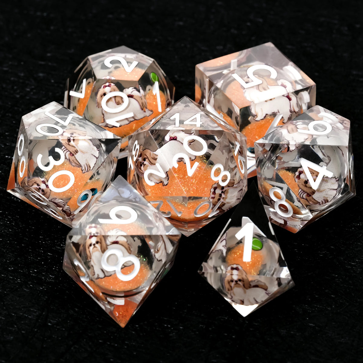 Shih Tzu Liquid Core Dice Set
