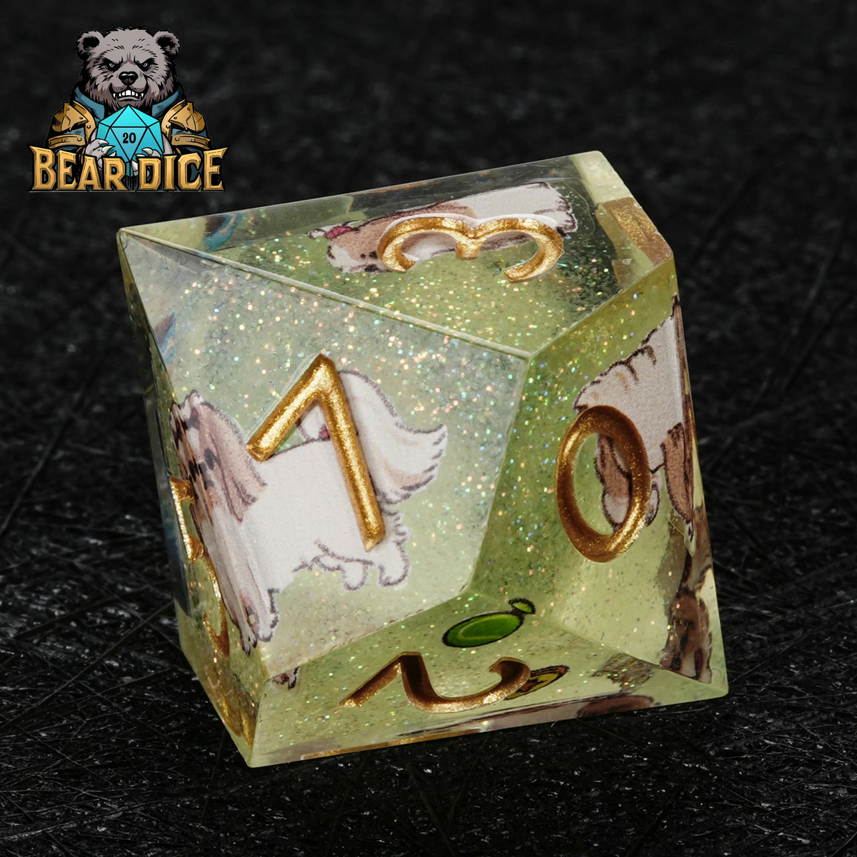 Shih Tzu Resin D10 Dice – Glitter – alternate product view