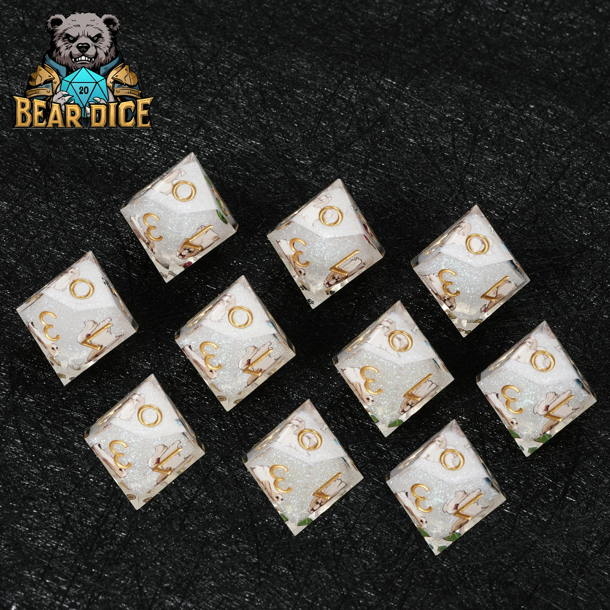 Shih Tzu Resin D10 Dice Set – Glitter