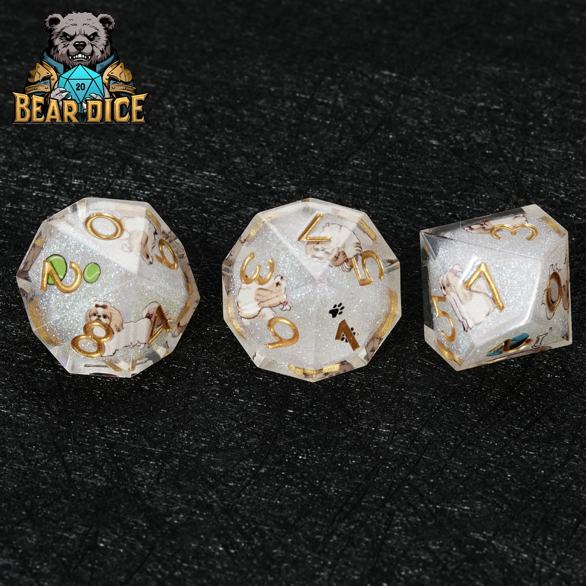 Shih Tzu Resin D10 Dice Set – Glitter – alternate product view