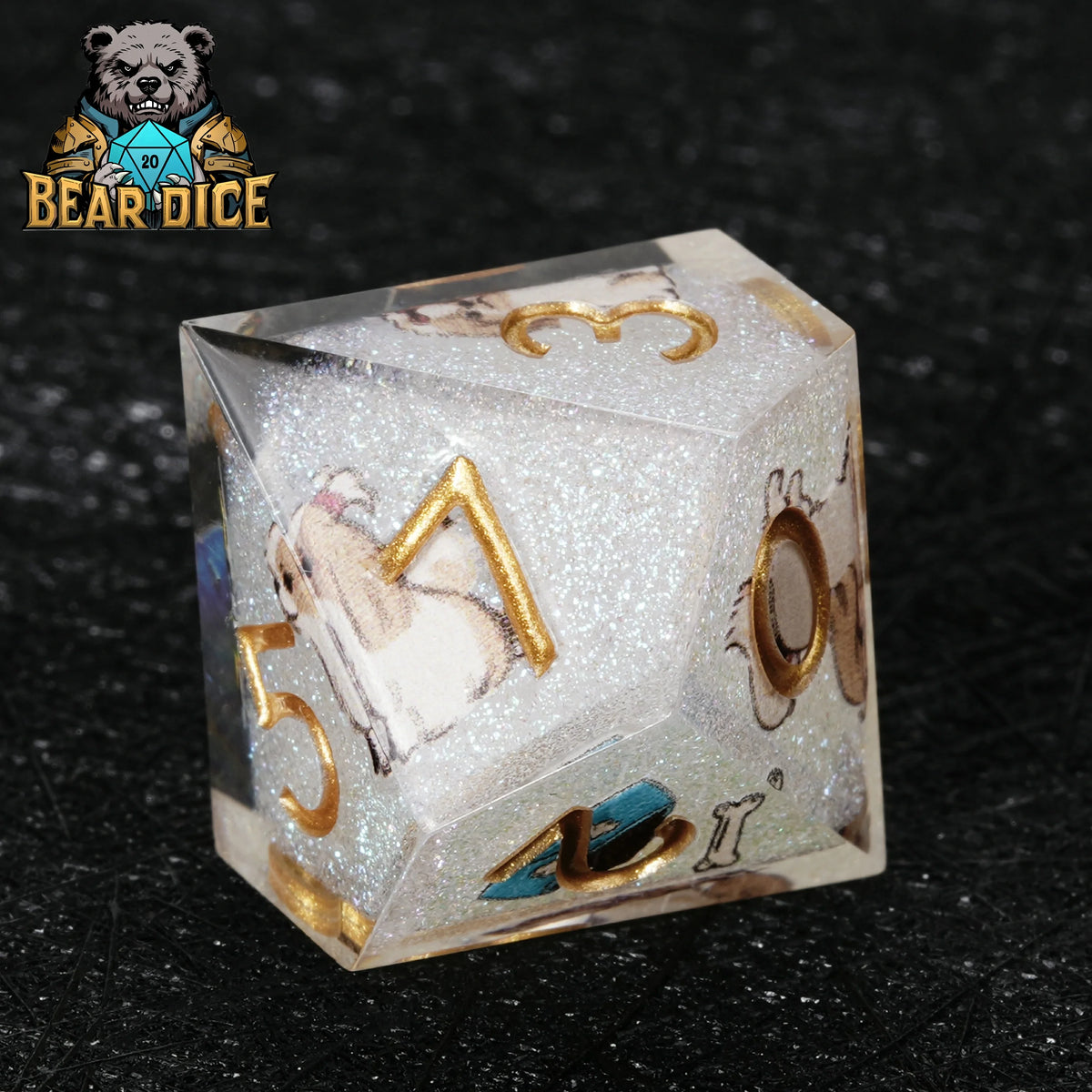 Shih Tzu Resin D10 Dice Set – Glitter – alternate product view