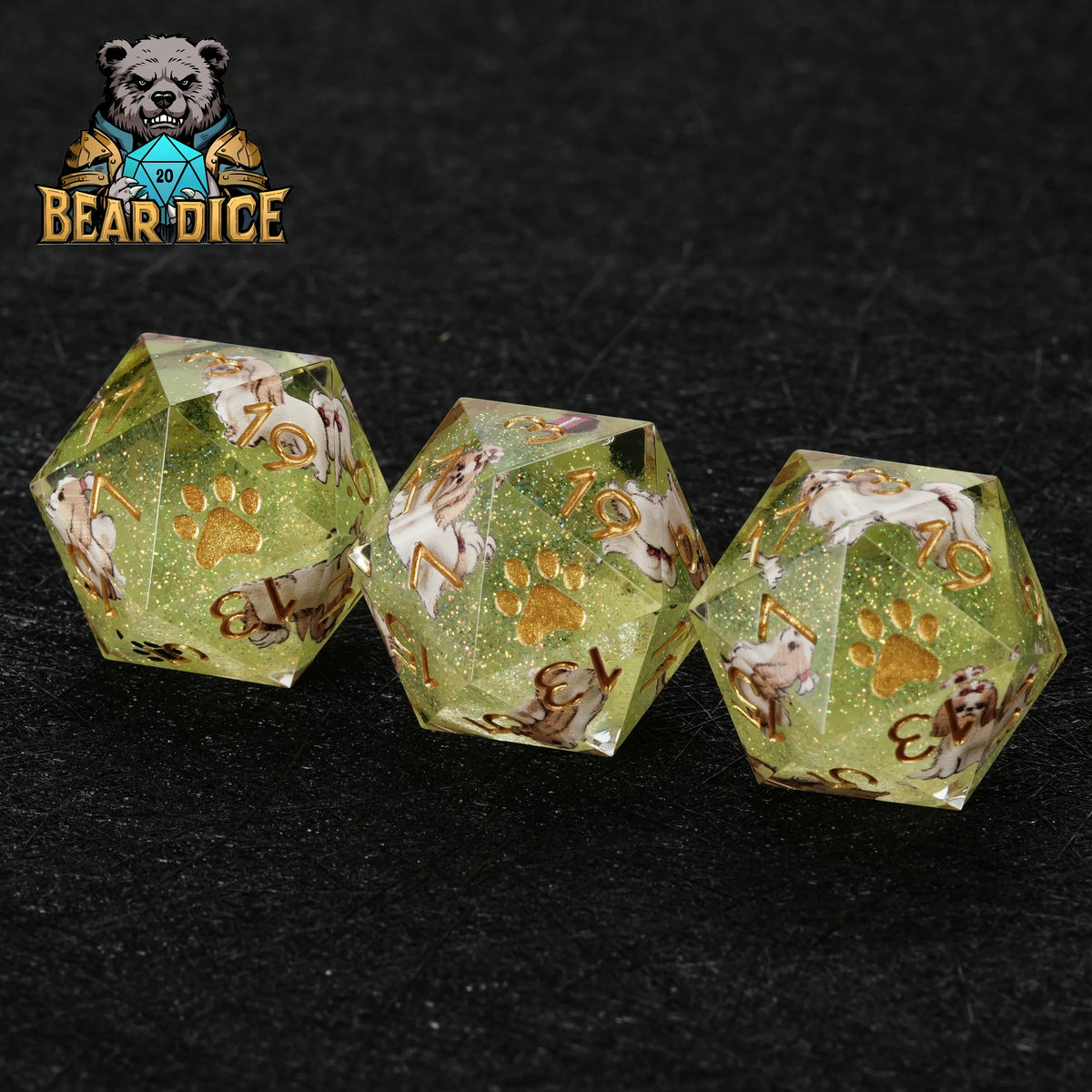 Shih Tzu Resin D20 Dice Set – Glitter – alternate product view