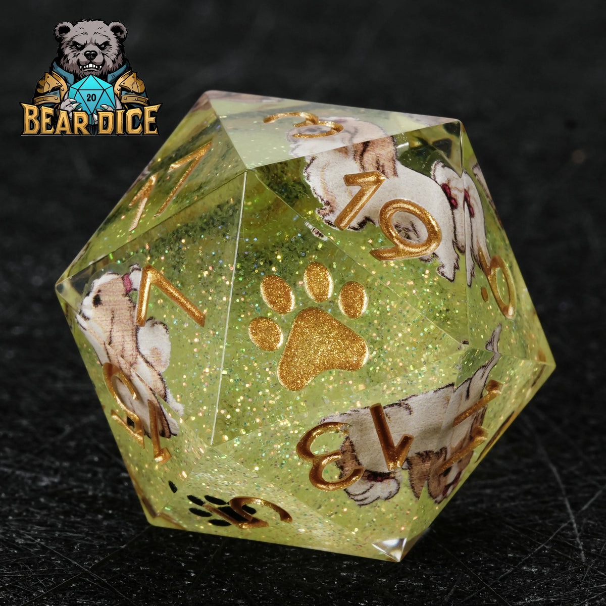 Shih Tzu Resin D20 Dice Set – Glitter – alternate product view