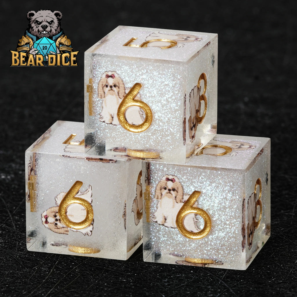 Shih Tzu Resin D6 Dice Set – Cute Dog Die