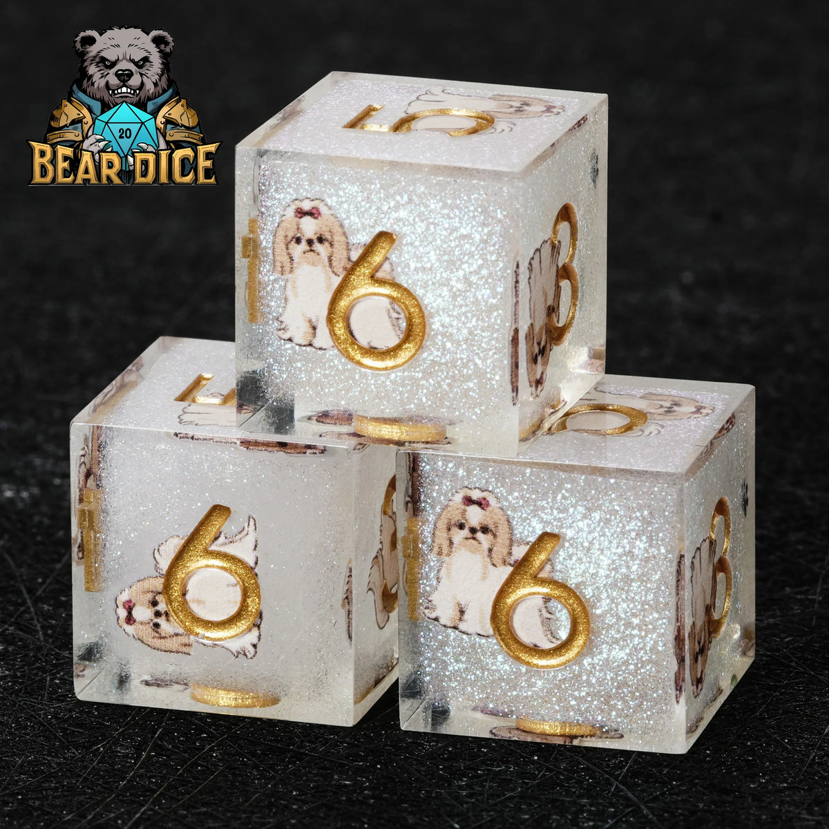 Shih Tzu Resin D6 Dice Set – Cute Dog Die