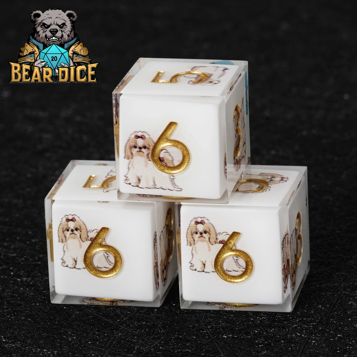 Shih Tzu Resin D6 Dice Set – Cute Dog Die – alternate product view